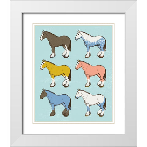 Mid Century Farm - Horses - Neutral White Modern Wood Framed Art Print with Double Matting by Circle Art Group