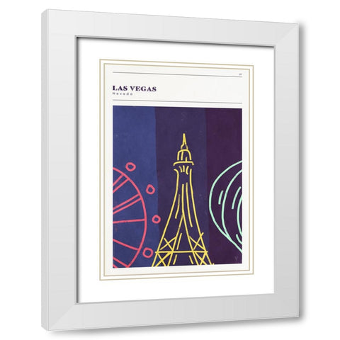 Mid Century City - Las Vegas White Modern Wood Framed Art Print with Double Matting by Circle Art Group