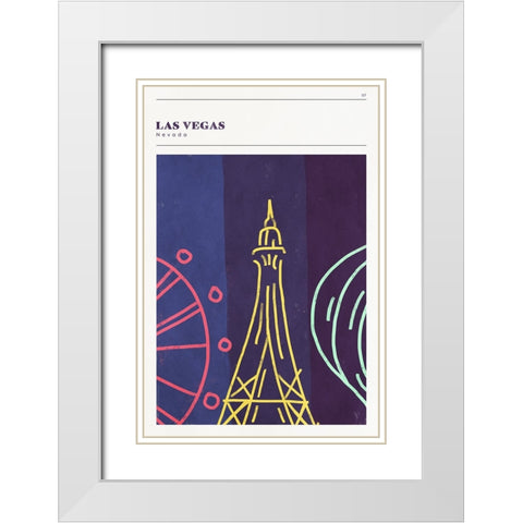 Mid Century City - Las Vegas White Modern Wood Framed Art Print with Double Matting by Circle Art Group