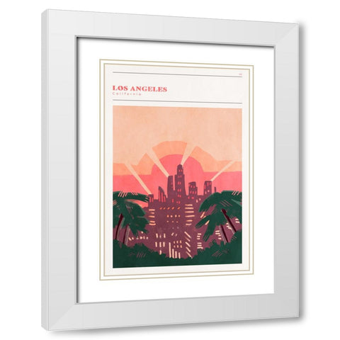 Mid Century City - Los Angeles White Modern Wood Framed Art Print with Double Matting by Circle Art Group