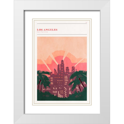 Mid Century City - Los Angeles White Modern Wood Framed Art Print with Double Matting by Circle Art Group