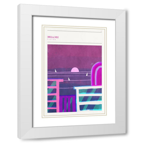 Mid Century City - Miami White Modern Wood Framed Art Print with Double Matting by Circle Art Group