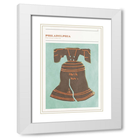 Mid Century City - Philadelphia White Modern Wood Framed Art Print with Double Matting by Circle Art Group