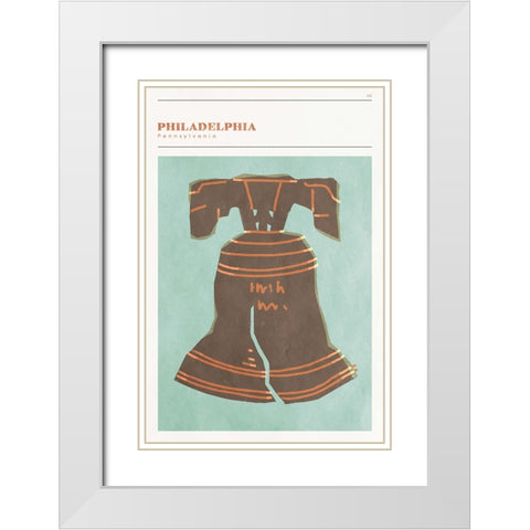 Mid Century City - Philadelphia White Modern Wood Framed Art Print with Double Matting by Circle Art Group