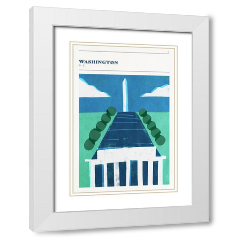 Mid Century City - Washington, DC White Modern Wood Framed Art Print with Double Matting by Circle Art Group