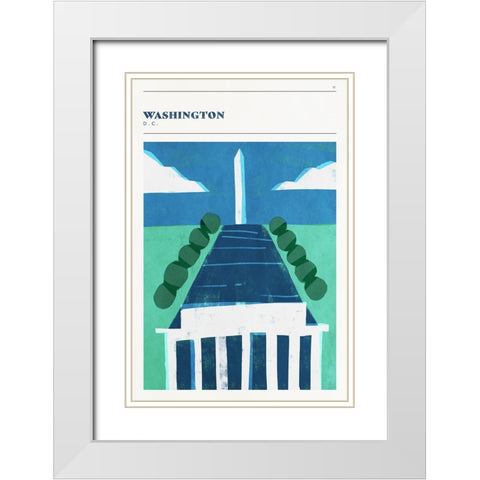 Mid Century City - Washington, DC White Modern Wood Framed Art Print with Double Matting by Circle Art Group