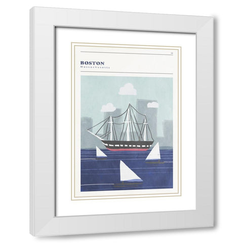 Mid Century City - Boston White Modern Wood Framed Art Print with Double Matting by Circle Art Group