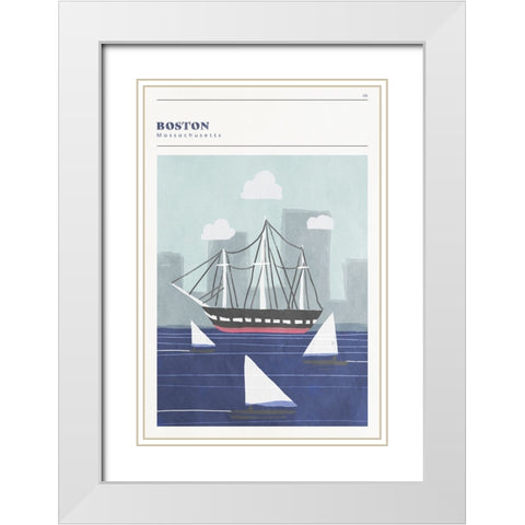 Mid Century City - Boston White Modern Wood Framed Art Print with Double Matting by Circle Art Group