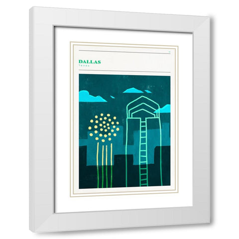 Mid Century City - Dallas White Modern Wood Framed Art Print with Double Matting by Circle Art Group