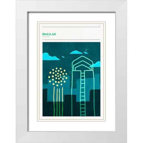 Mid Century City - Dallas White Modern Wood Framed Art Print with Double Matting by Circle Art Group
