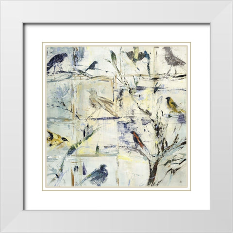 Exotic Aviary White Modern Wood Framed Art Print with Double Matting by Maas, Jodi