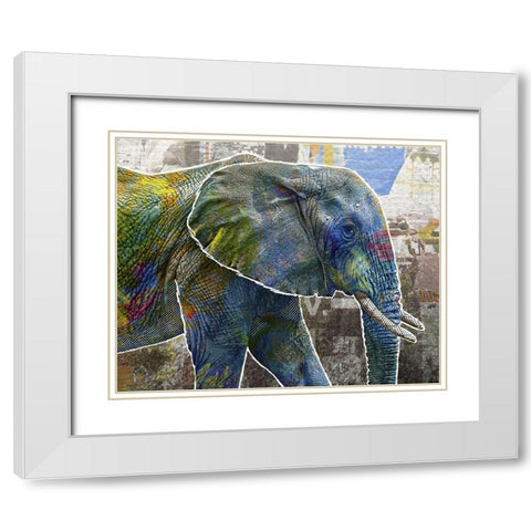 Pop Art - Elephant White Modern Wood Framed Art Print with Double Matting by Inner Circle
