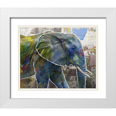 Pop Art - Elephant White Modern Wood Framed Art Print with Double Matting by Inner Circle
