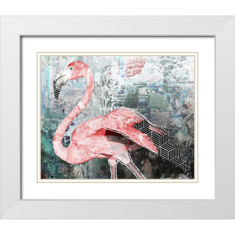 Pop Art - Flamingo White Modern Wood Framed Art Print with Double Matting by Inner Circle