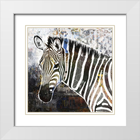 Pop Art - Zebra White Modern Wood Framed Art Print with Double Matting by Inner Circle