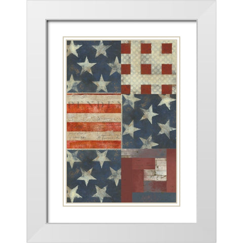 American Quilt E White Modern Wood Framed Art Print with Double Matting by Vision Studio
