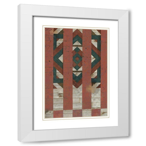 American Quilt F White Modern Wood Framed Art Print with Double Matting by Vision Studio