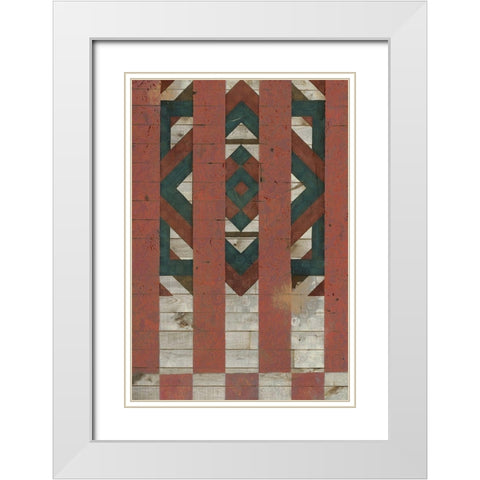 American Quilt F White Modern Wood Framed Art Print with Double Matting by Vision Studio