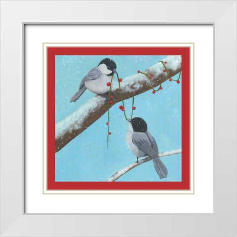 Chickadee Christmas Collection J White Modern Wood Framed Art Print with Double Matting by Popp, Grace