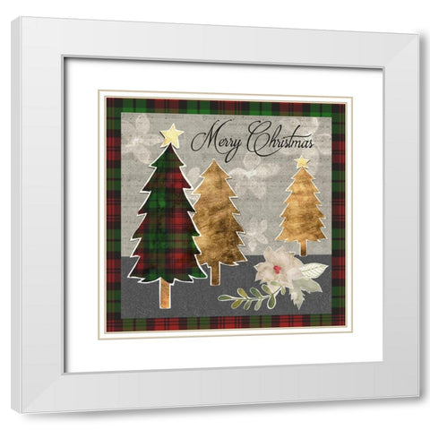Collaged Christmas Collection D White Modern Wood Framed Art Print with Double Matting by Popp, Grace