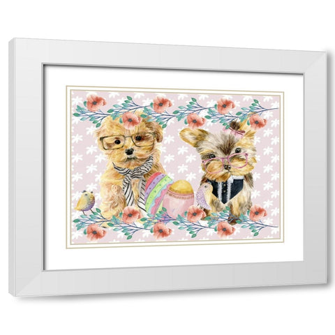 Easter Pups Collection A White Modern Wood Framed Art Print with Double Matting by Wang, Melissa