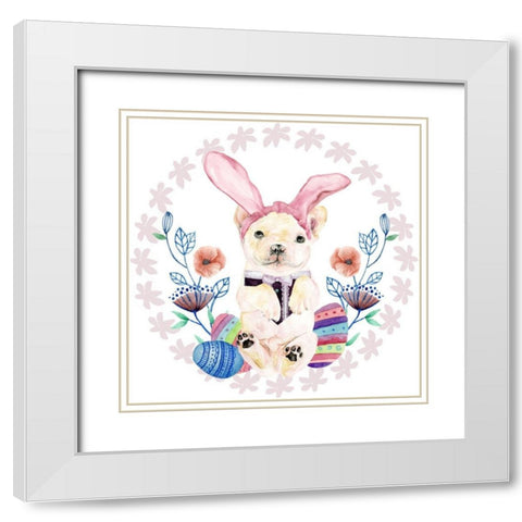 Easter Pups Collection C White Modern Wood Framed Art Print with Double Matting by Wang, Melissa