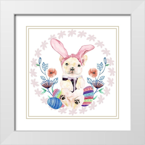 Easter Pups Collection C White Modern Wood Framed Art Print with Double Matting by Wang, Melissa