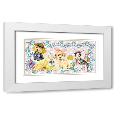 Easter Pups Collection D White Modern Wood Framed Art Print with Double Matting by Wang, Melissa