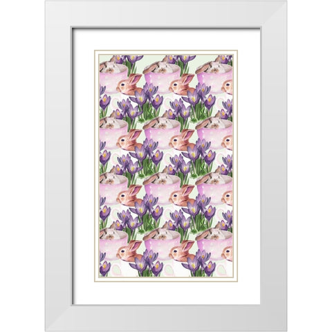 Bunny Crossing Collection E White Modern Wood Framed Art Print with Double Matting by Parker, Jennifer Paxton