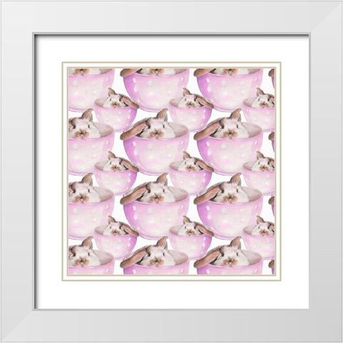 Bunny Crossing Collection H White Modern Wood Framed Art Print with Double Matting by Parker, Jennifer Paxton