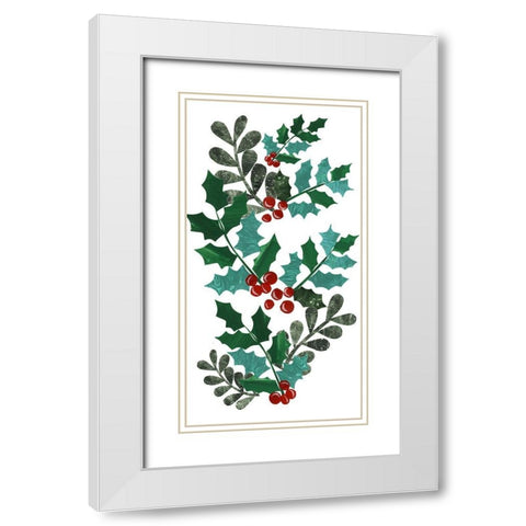 Cut Wreath Christmas Collection B White Modern Wood Framed Art Print with Double Matting by Moore, Regina
