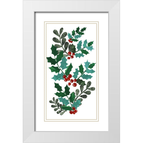 Cut Wreath Christmas Collection B White Modern Wood Framed Art Print with Double Matting by Moore, Regina