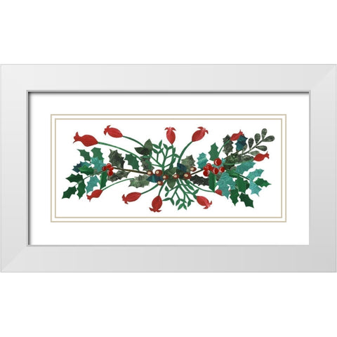 Cut Wreath Christmas Collection D White Modern Wood Framed Art Print with Double Matting by Moore, Regina