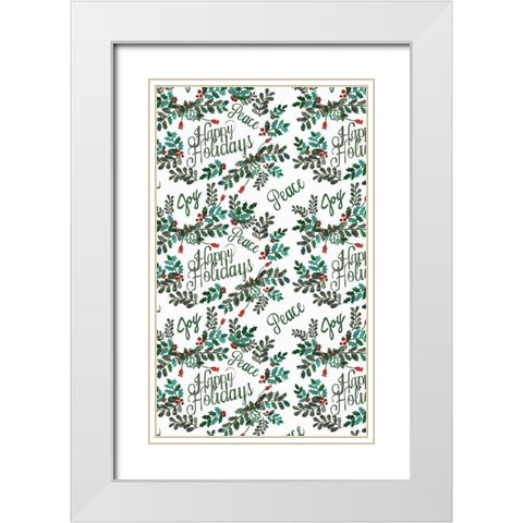 Cut Wreath Christmas Collection E White Modern Wood Framed Art Print with Double Matting by Moore, Regina