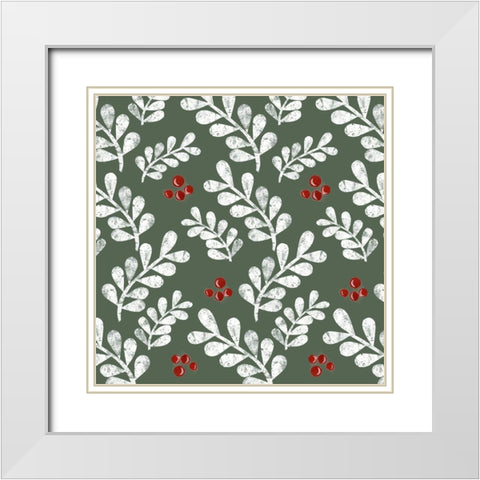 Cut Wreath Christmas Collection F White Modern Wood Framed Art Print with Double Matting by Moore, Regina