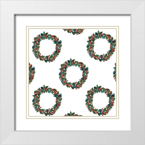 Cut Wreath Christmas Collection G White Modern Wood Framed Art Print with Double Matting by Moore, Regina
