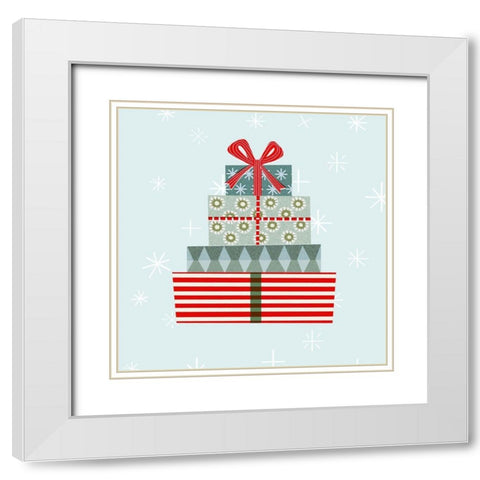 Holiday Llama Collection C White Modern Wood Framed Art Print with Double Matting by Borges, Victoria