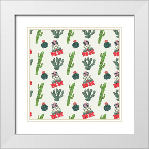 Holiday Llama Collection H White Modern Wood Framed Art Print with Double Matting by Borges, Victoria