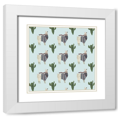 Holiday Llama Collection I White Modern Wood Framed Art Print with Double Matting by Borges, Victoria
