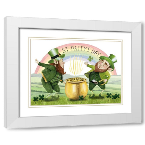 Leprechauns Rainbow Collection A White Modern Wood Framed Art Print with Double Matting by Popp, Grace