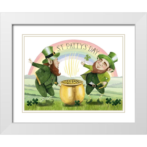 Leprechauns Rainbow Collection A White Modern Wood Framed Art Print with Double Matting by Popp, Grace