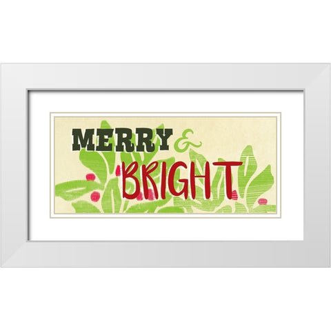 Lets Get Jolly Collection D White Modern Wood Framed Art Print with Double Matting by Vess, June Erica