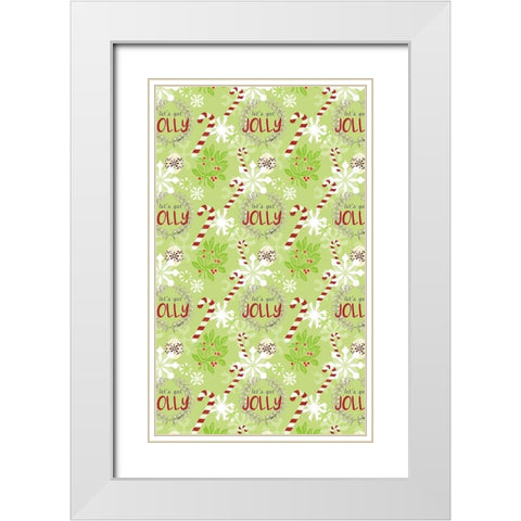 Lets Get Jolly Collection E White Modern Wood Framed Art Print with Double Matting by Vess, June Erica
