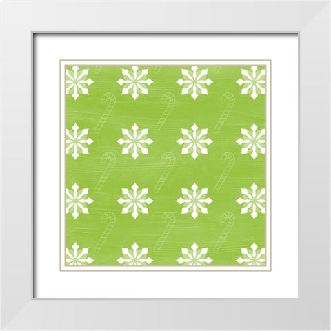 Lets Get Jolly Collection H White Modern Wood Framed Art Print with Double Matting by Vess, June Erica