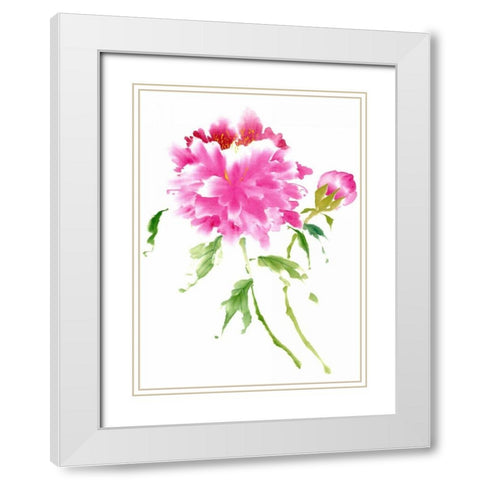 Peonies in Pink I White Modern Wood Framed Art Print with Double Matting by Parker, Nan Rae