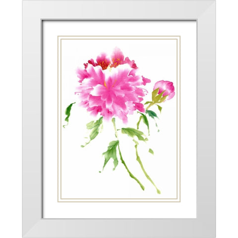 Peonies in Pink I White Modern Wood Framed Art Print with Double Matting by Parker, Nan Rae