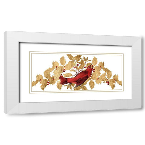 Red Bird Christmas Collection D White Modern Wood Framed Art Print with Double Matting by Studio W