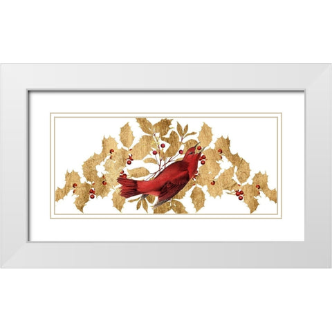 Red Bird Christmas Collection D White Modern Wood Framed Art Print with Double Matting by Studio W