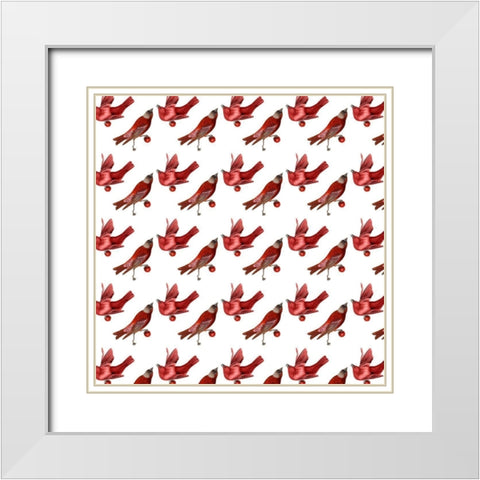 Red Bird Christmas Collection H White Modern Wood Framed Art Print with Double Matting by Studio W