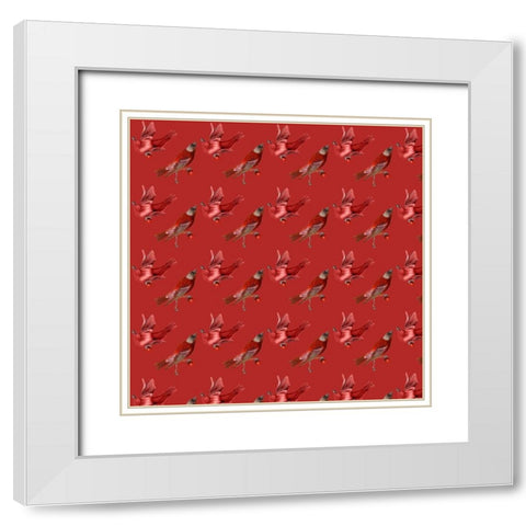 Red Bird Christmas Collection I White Modern Wood Framed Art Print with Double Matting by Studio W